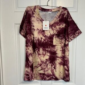 MIHOLL Women's Tie-Dye Top - Burgundy and Cream